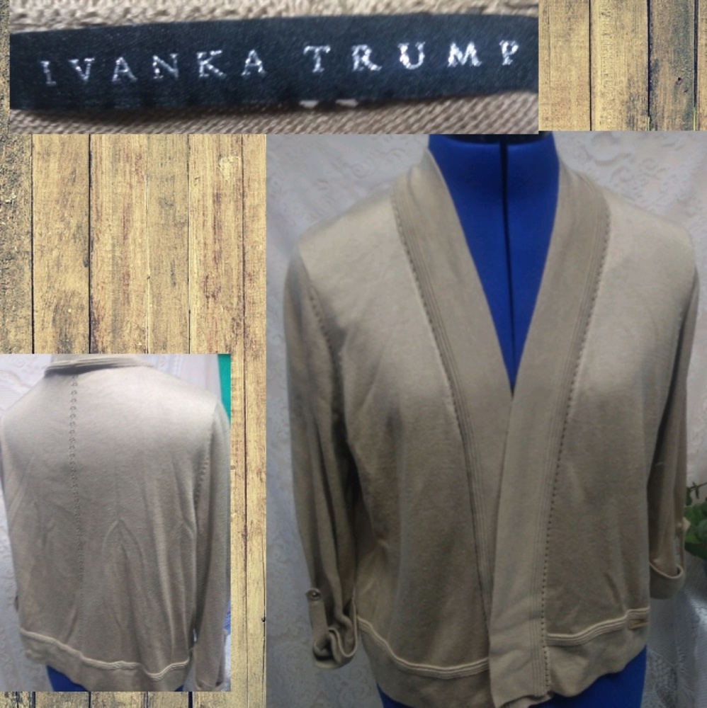 Ivanka Trump Cream Open-Front Women's Sweater
